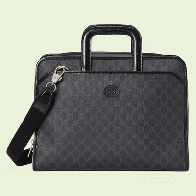 互扣式双G公文包 黑色Supreme帆布