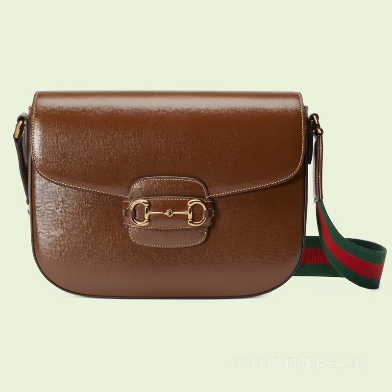 Gucci马衔扣1955系列肩背包 棕色皮革