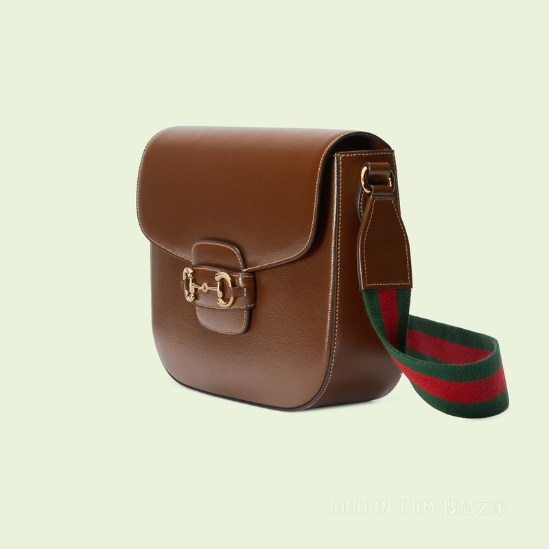 Gucci马衔扣1955系列肩背包 棕色皮革