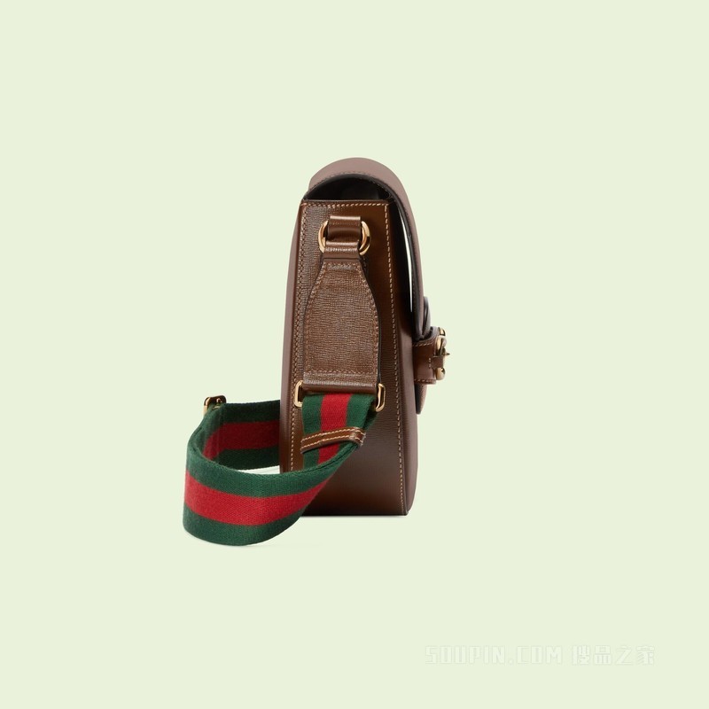 Gucci马衔扣1955系列肩背包 棕色皮革