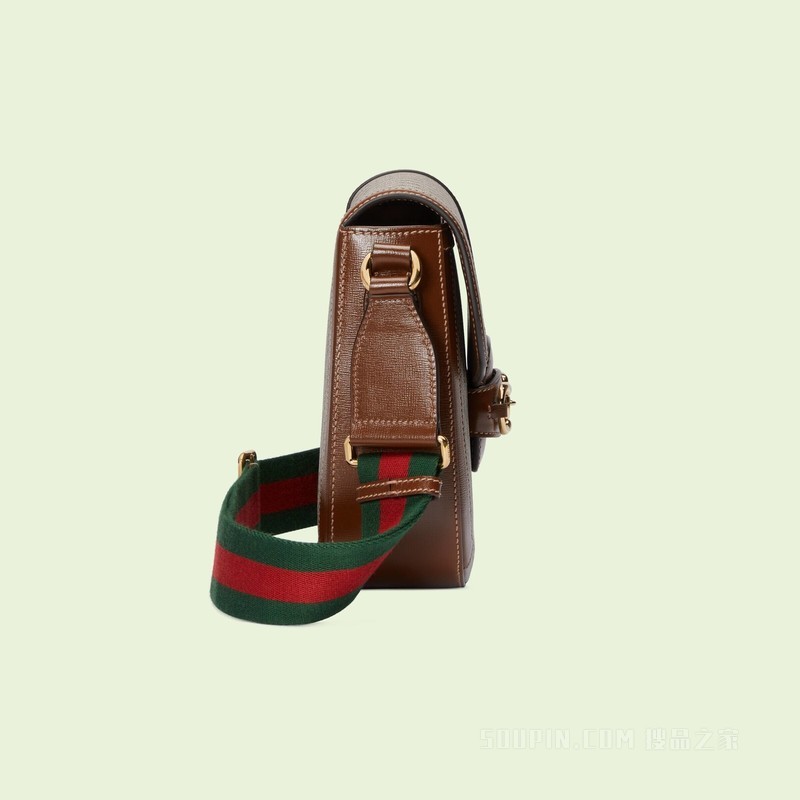 Gucci马衔扣1955系列肩背包 米色和乌木色Supreme帆布