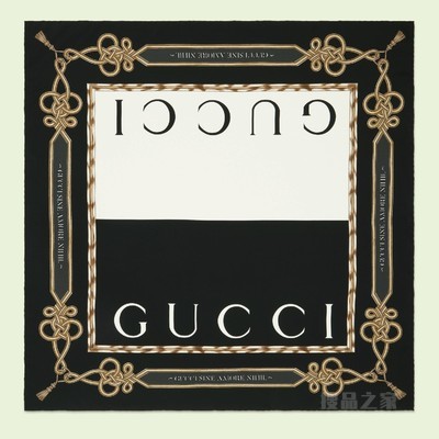 双Gucci印花真丝围巾 黑色