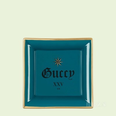 “Guccy”印花零钱托盘 蓝绿色瓷