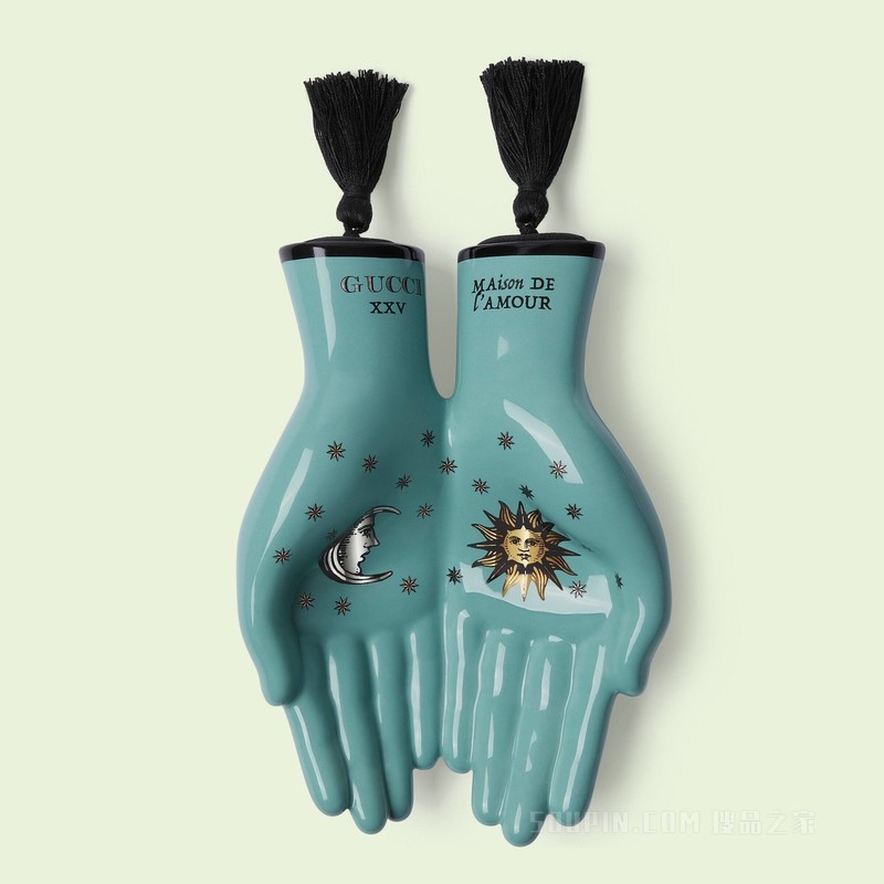 “Maison de l'Amour”印花手形饰品托盘 海洋绿色陶瓷