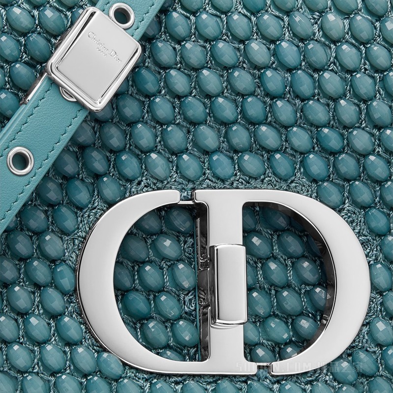 小号 Dior Caro 手袋 天蓝色牛皮革珠饰刺绣