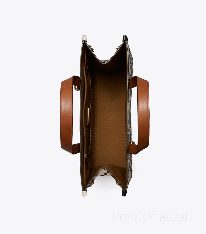 T Monogram 小号撞色压花托特包 黑色