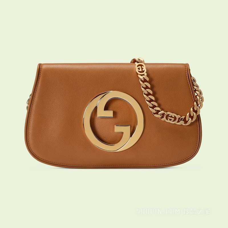 Gucci Blondie系列肩背包 浅棕色皮革
