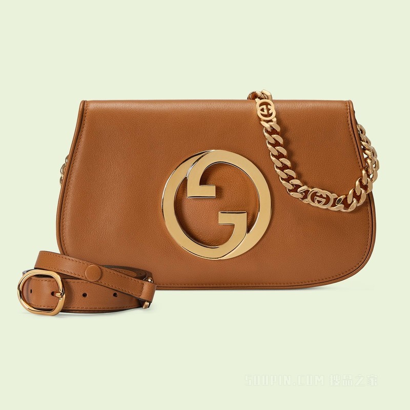 Gucci Blondie系列肩背包 浅棕色皮革