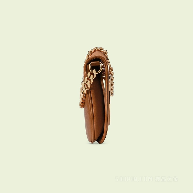 Gucci Blondie系列肩背包 浅棕色皮革