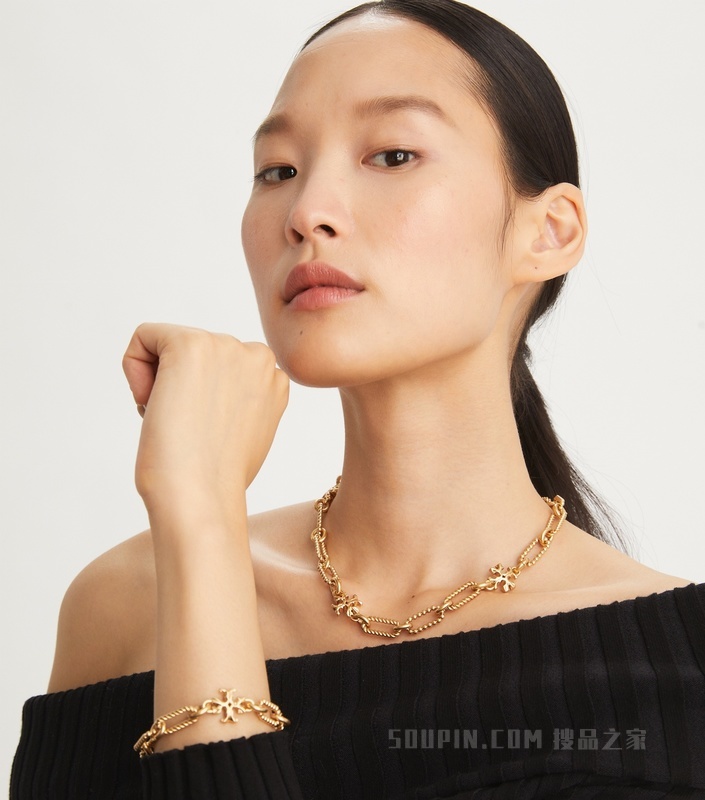 Roxanne 纽绳链式手链 亮锡色