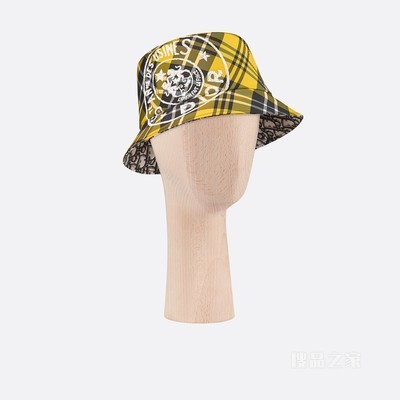 Dior 窄檐桶帽 黄色和黑色混纺 Check'n'Dior 图案