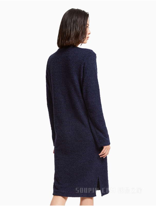 Calvin Klein 女士圆领CK one刺绣LOGO绒面家居睡裙QS6765