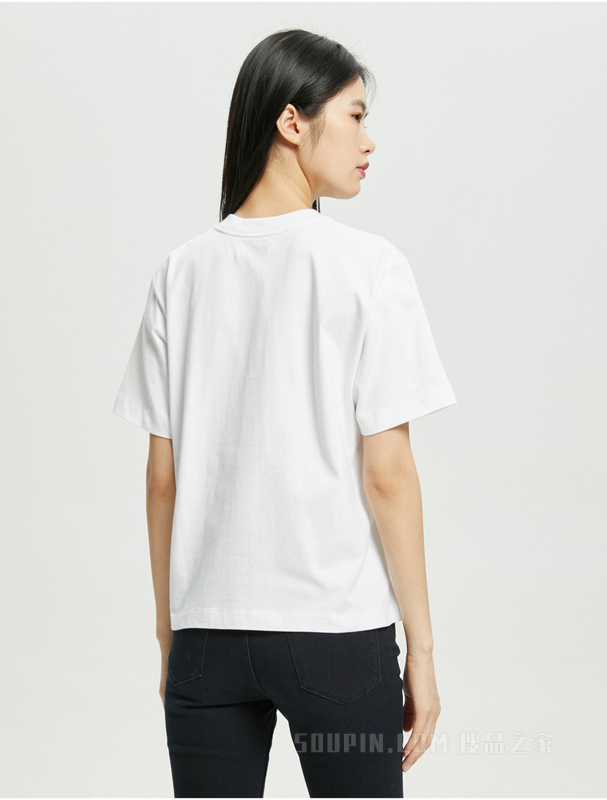 【JENNIE同款】Calvin Klein 22早秋女休闲纯棉印花宽松短袖T恤40WH113