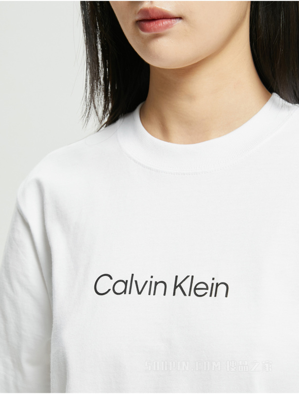 【JENNIE同款】Calvin Klein 22早秋女休闲纯棉印花宽松短袖T恤40WH113