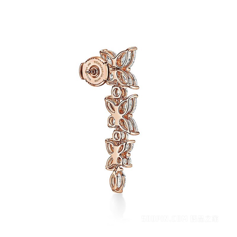 Tiffany Victoria™ 系列 18K 玫瑰金镶钻花簇耳坠。