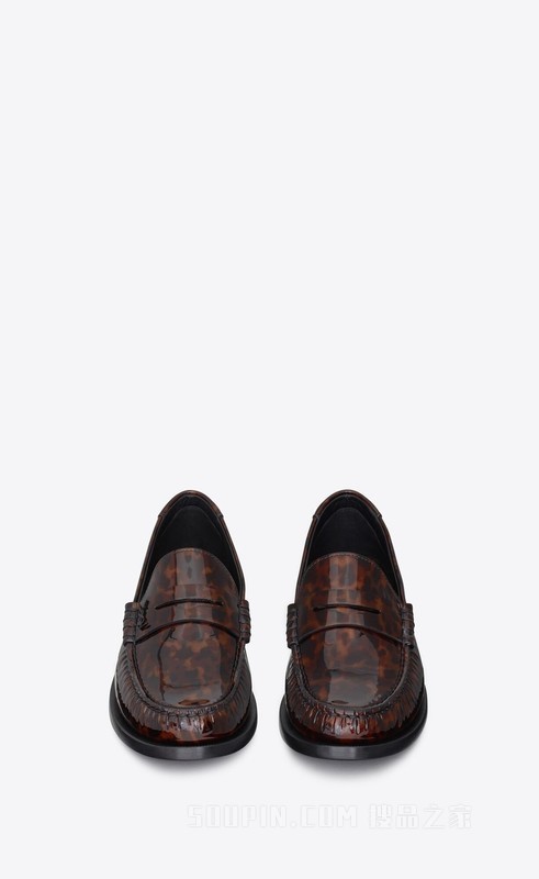 Le Loafer字母标志龟甲纹漆皮便士乐福鞋