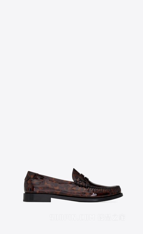Le Loafer字母标志龟甲纹漆皮便士乐福鞋