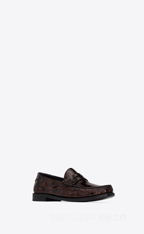 Le Loafer字母标志龟甲纹漆皮便士乐福鞋