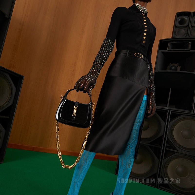 Jackie 1961系列迷你肩背包 黑色漆皮