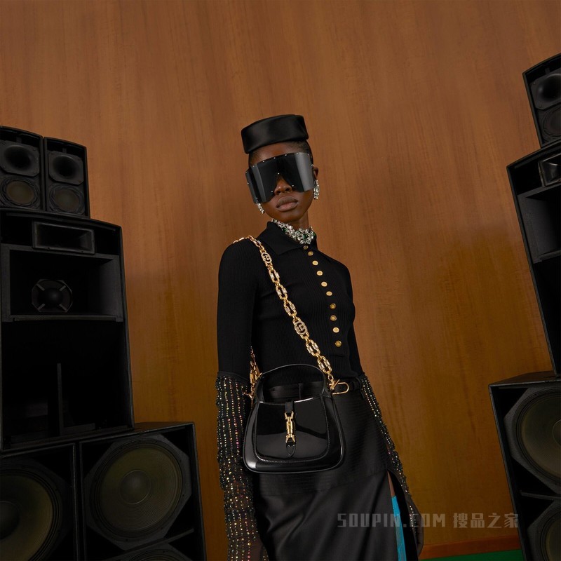 Jackie 1961系列迷你肩背包 黑色漆皮