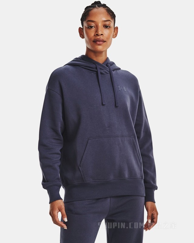 女士UA Rival Oversized抓绒连帽上衣