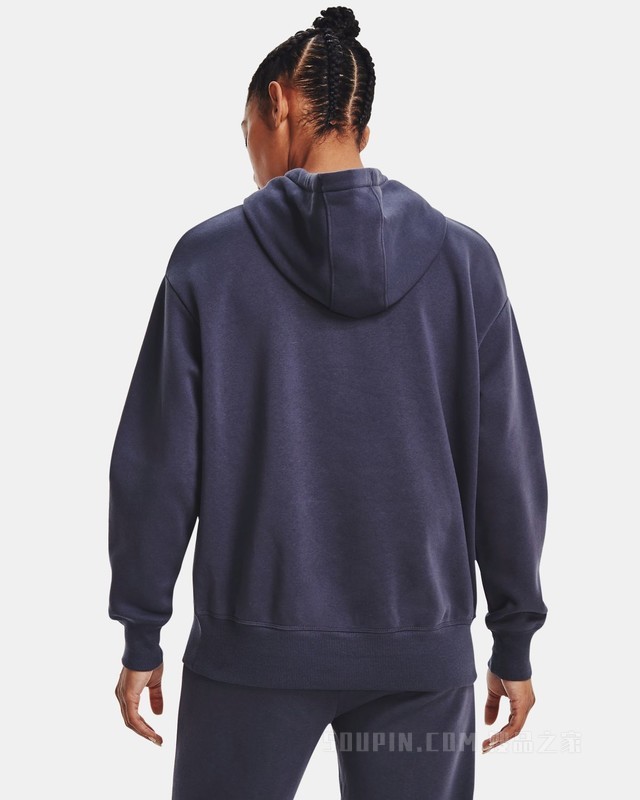 女士UA Rival Oversized抓绒连帽上衣