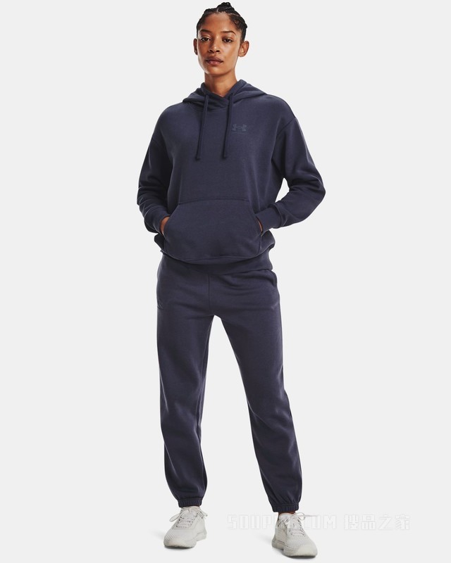 女士UA Rival Oversized抓绒连帽上衣