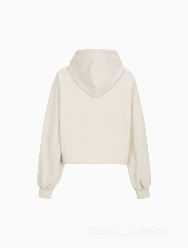 Calvin Klein 22早秋新款女时尚短款交叠刺绣舒适抓绒连帽套头卫衣J219762