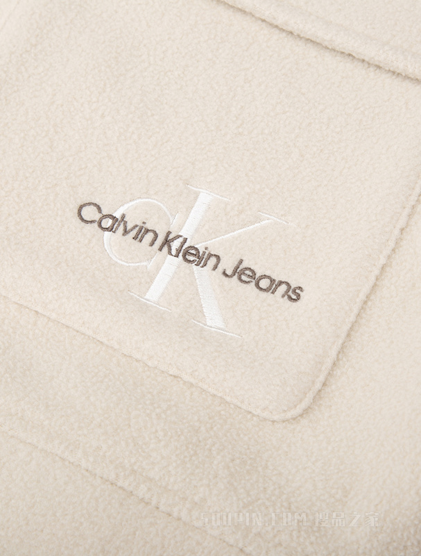 Calvin Klein 22早秋新款女士时尚翻领按扣刺绣舒适摇粒绒短款卫衣J219758