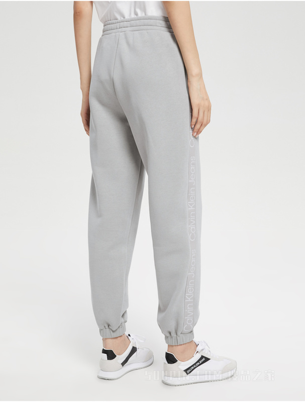 Calvin Klein 22早秋新款女士松紧腰LOGO织带束脚加绒针织休闲裤J219738