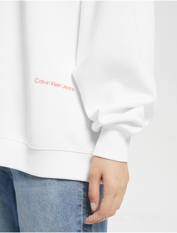 Calvin Klein 22早秋新款女士时尚醒目标语印花圆领宽松套头卫衣J219770