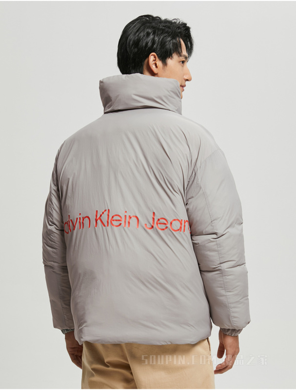 Calvin Klein 22早秋新款男士时尚高立领LOGO印花保暖夹棉外套J321916