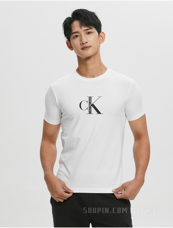 Calvin Klein 22早秋新款男士休闲圆领LOGO印花修身短袖T恤J322361