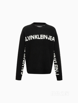 Calvin Klein 22早秋新款女士时尚LOGO提花混纺圆领针织毛衣J220991