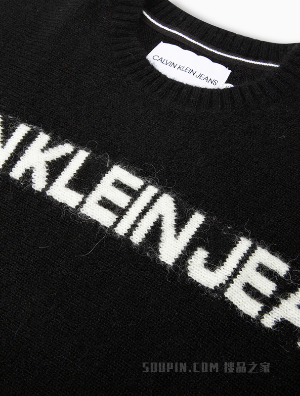 Calvin Klein 22早秋新款女士时尚LOGO提花混纺圆领针织毛衣J220991