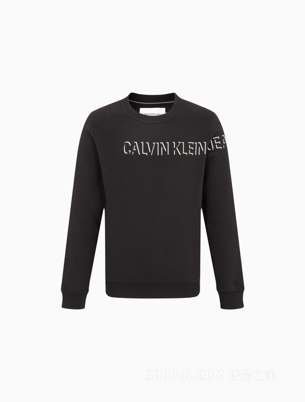 Calvin Klein 22早秋新款男士休闲圆领撞色LOGO加绒套头卫衣ZM02084