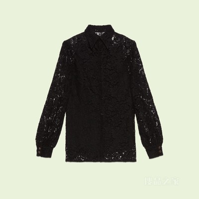 花卉蕾丝衬衫 黑色