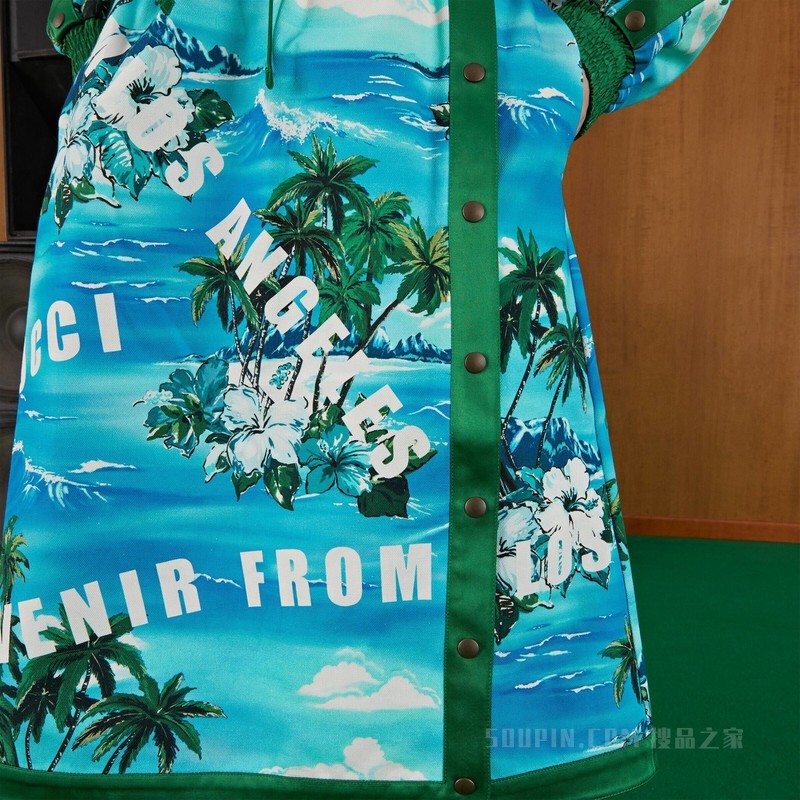 印花棉质半身裙 蓝色