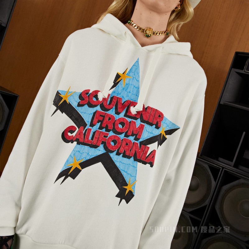 平纹针织棉卫衣 白色