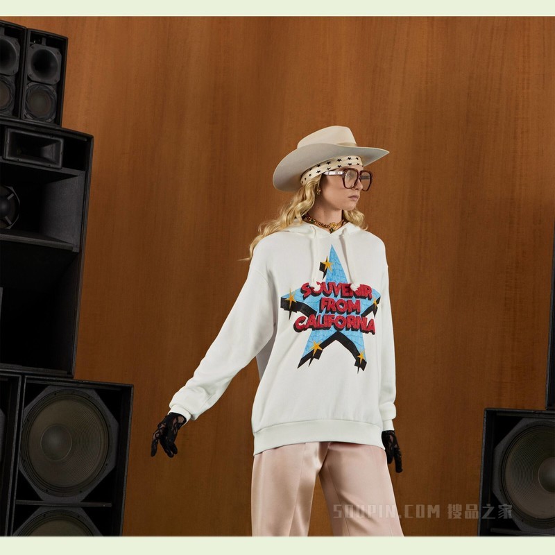 平纹针织棉卫衣 白色