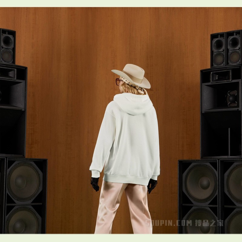 平纹针织棉卫衣 白色