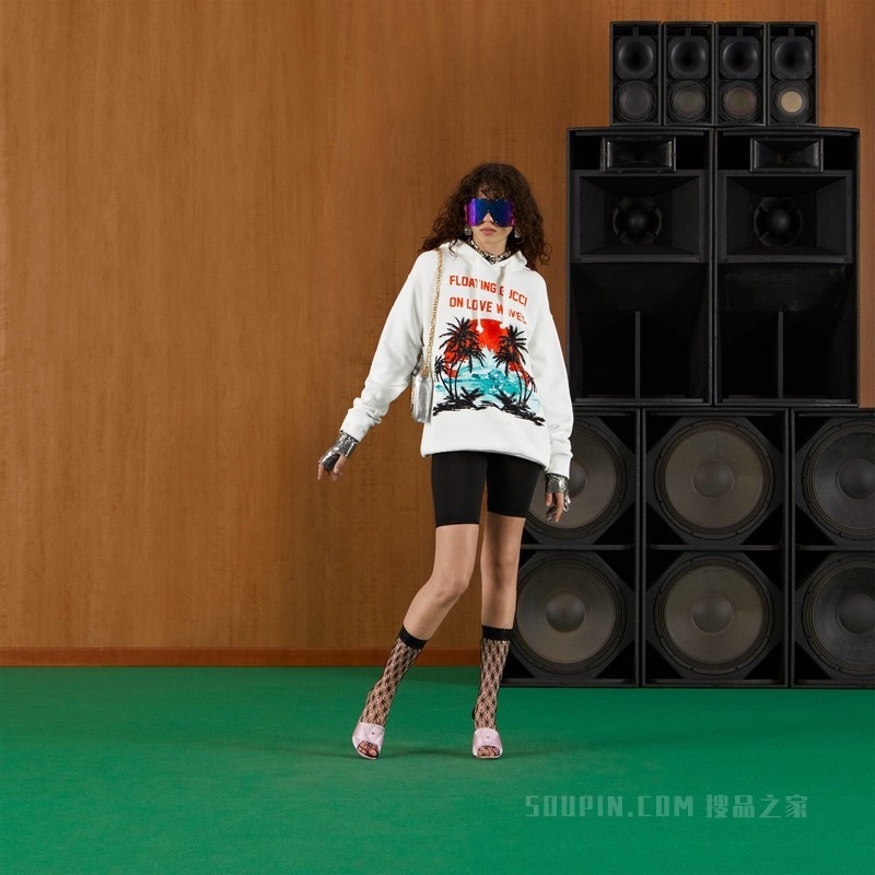 平纹针织棉卫衣 白色