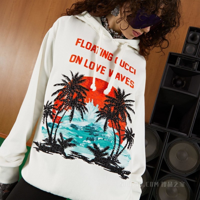 平纹针织棉卫衣 白色