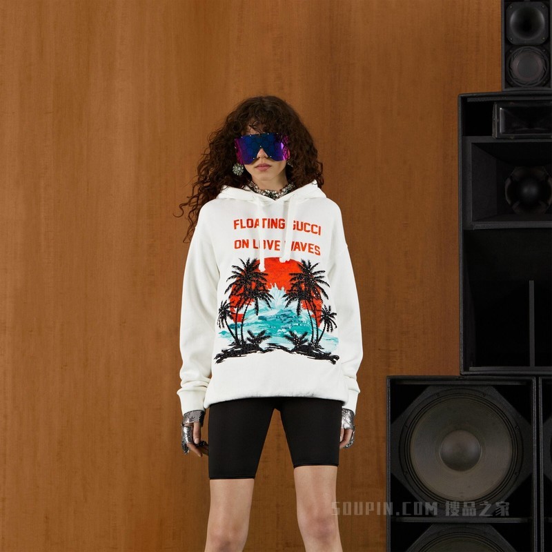 平纹针织棉卫衣 白色