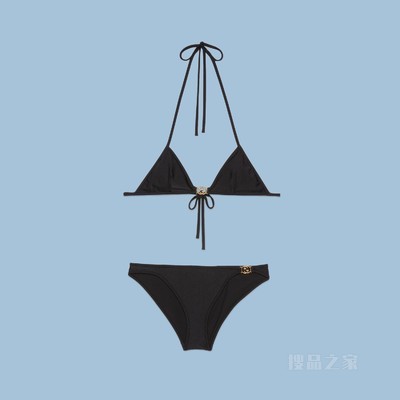 GG弹力针织比基尼泳衣 黑色