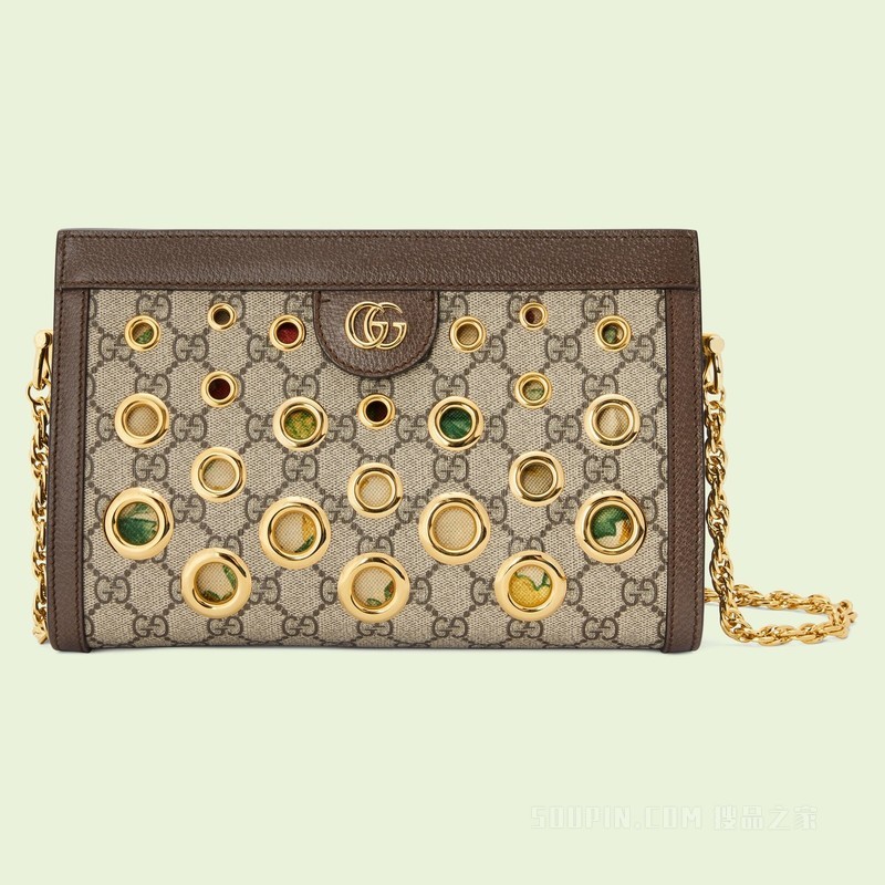 Ophidia系列GG小号肩背包 米色和乌木色Supreme帆布