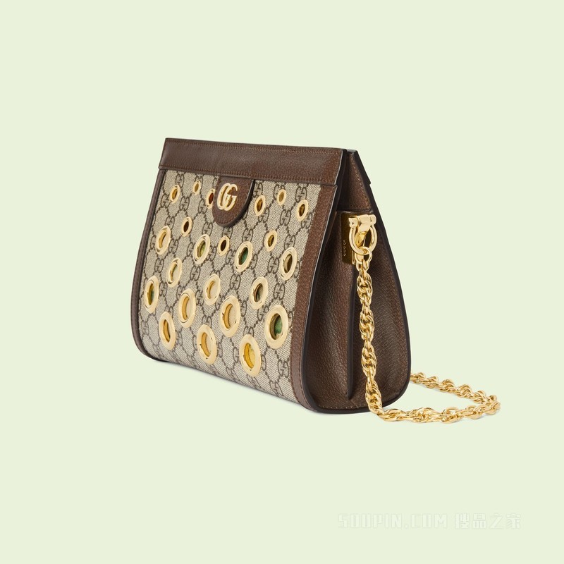 Ophidia系列GG小号肩背包 米色和乌木色Supreme帆布