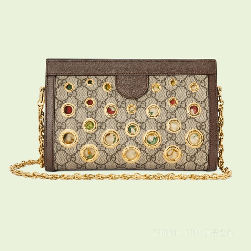 Ophidia系列GG小号肩背包 米色和乌木色Supreme帆布