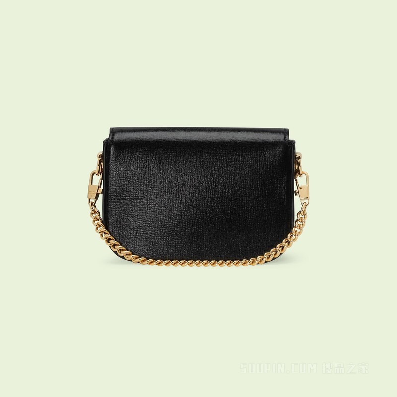 Gucci Horsebit 1955系列肩带钱包 黑色皮革