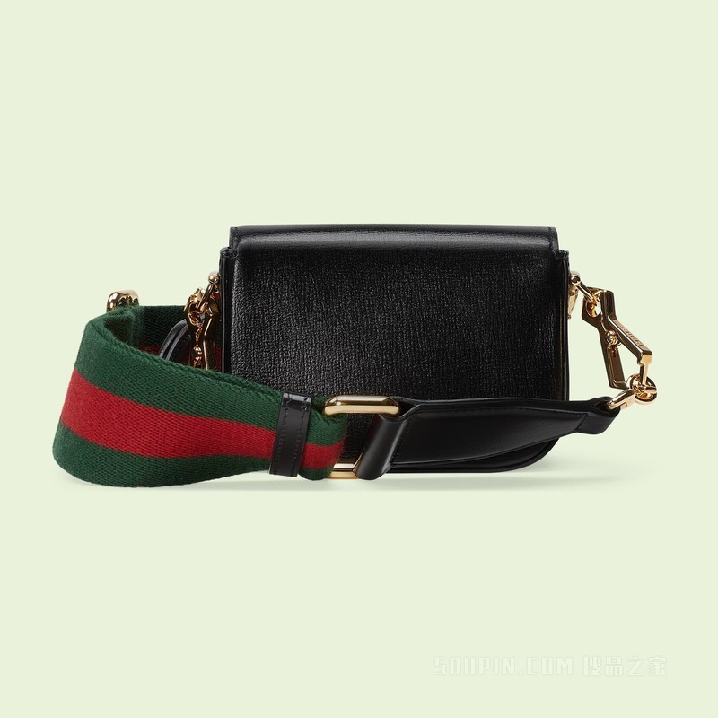 Gucci Horsebit 1955系列肩带钱包 黑色皮革